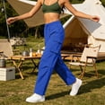thumbnail image 3 of HAiming Womens Cargo Pants Quick Dry Elastic Waist Casual Workout Pants Solid Color Trendy Hiking Pants with Pockets, 3 of 9