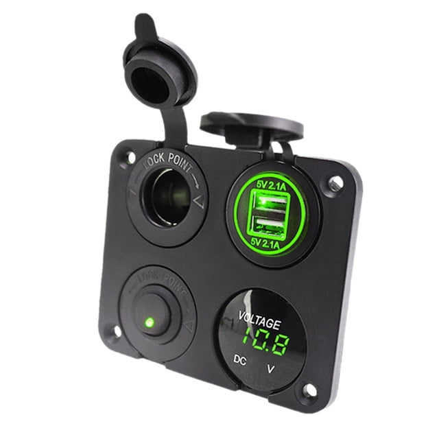Tachiuwa Charger Outlet Socket Panel Car Charger Outlet Socket for Marine Green