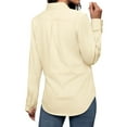 thumbnail image 3 of Siliteelon Women's Button Down Dress Shirts Cotton Long Sleeve Blouse Classic Fit Work Business Casual Tops Beige, 3 of 7