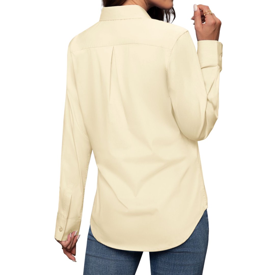Siliteelon Women's Button-Down Cotton Blouse, Long Sleeve photo 3
