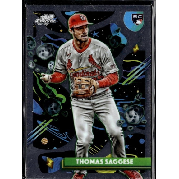 Collectible 2025 Topps Chrome Cosmic St. Louis Cardinals Thomas Saggese #44 RC Baseball Card St. Louis Cardinals MLB Baseball Trading Card