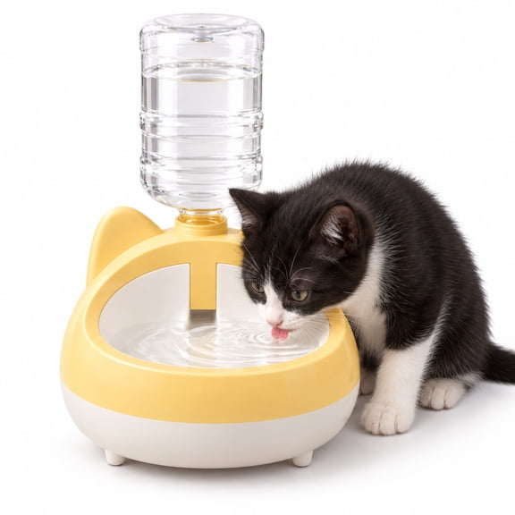 Gravity-Fed Cat Water Bowl, Cat-Ear Automatic Refill Dispenser for Cats and Small Dogs