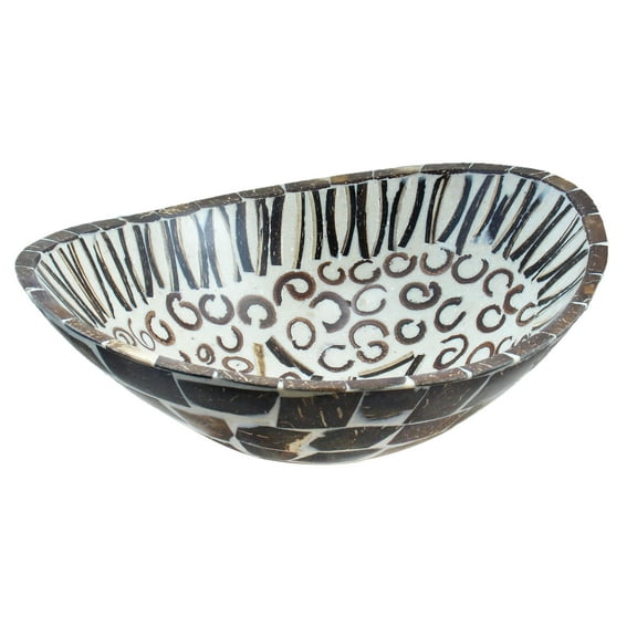 Stoneage Arts Inc 16" Brown and White Helm Cinnamon Scented Handmade Bowl