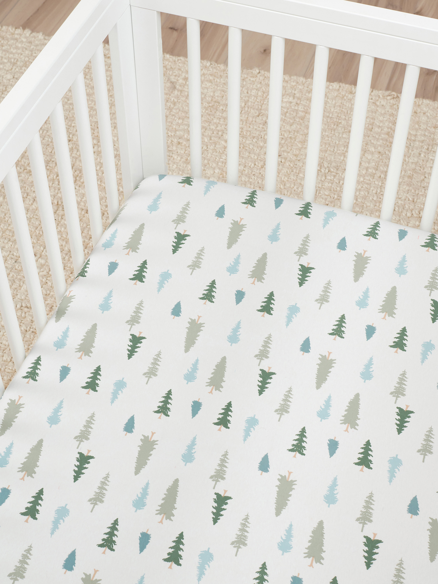 Modern Moments by Gerber Baby & Toddler Boy Ultra Soft Fitted Crib Sheet, Green Trees - image 2 of 6