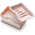 thumbnail image 3 of Caja de jabón Jabonera de baño creativa de doble capa, bandeja de jabón de plástico con esponja, recipiente de jabón con múltiples orificios de drenaje (rosa/blanco/caqui) Jabonera, 3 of 5