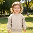 thumbnail image 2 of Nwiuh Toddler baby Girls Ruffle Sleeve Sweatshirt 6 Months-4 Years Solid Color Crewneck Cotton Pullover (Beige, 6-12 Months), 2 of 6