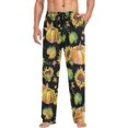 thumbnail image 4 of Men's Pajama Pants with Pockets Sleepwear Lounge Pants Stretch Casual Thanksgiving Pumpkins and Sunflowers, 4 of 7