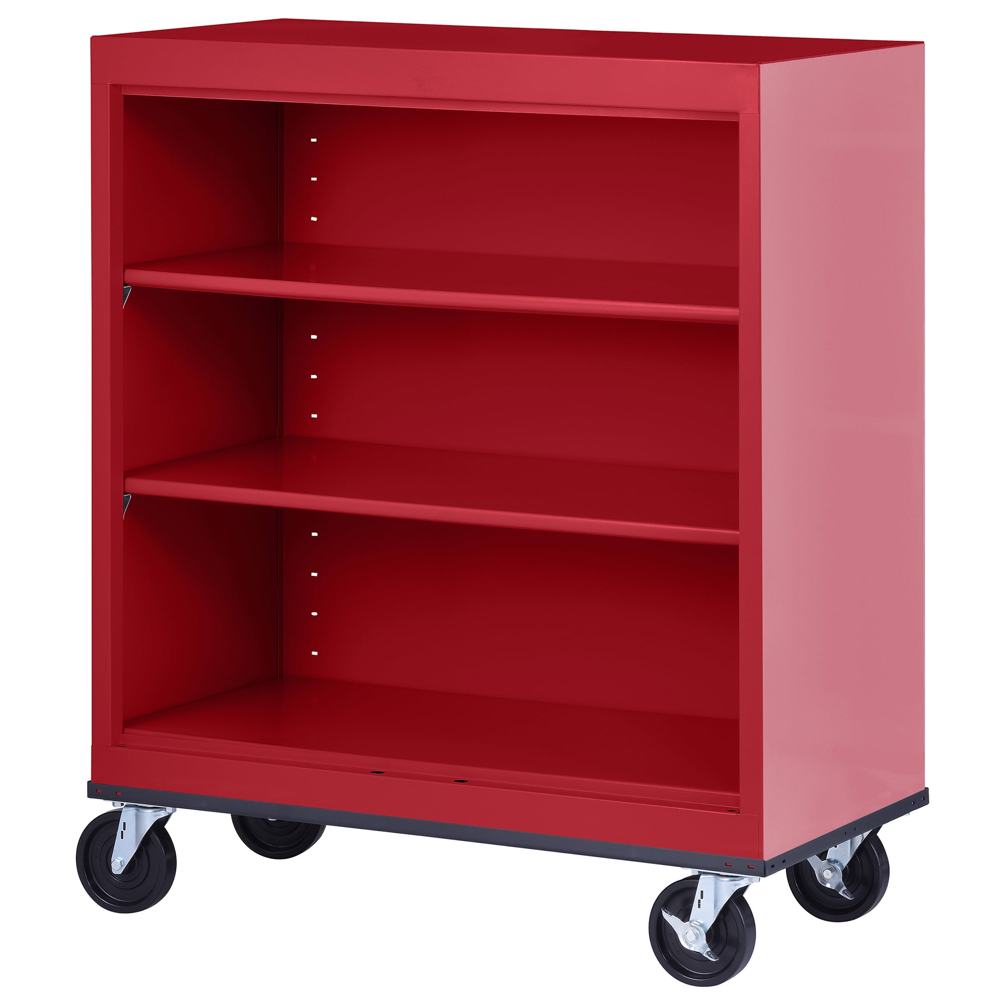 Sandusky Metal 3-Shelf Cart Bookcase with Adjustable Shelves in Red (42 in.)