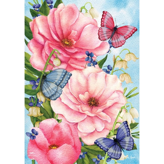 Briarwood Lane Spring Garden Flag 12x18 For Outdoor Pink Peonies For Spring Garden Flag Flags For Outside