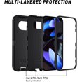 thumbnail image 3 of AIR-for Google Pixel 9A Case, Protective Heavy Duty 3-Layer Shockproof Hard Cover Tough Rugged Dust/Drop Proof Full Body Durable Anti-Fingerprint with Port Protection, Black, 3 of 4