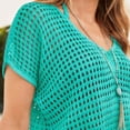 thumbnail image 4 of yillto Womens Crochet Dress Swimwear Short Sleeve V Neck Bathing Suit Beach Dress Swim Knit Cover Ups, 4 of 7