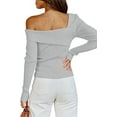 thumbnail image 2 of CoCopeaunts Women's Long Sleeve Off Shoulder Tunic Sweater Fall Winter Sexy Ribbed Knit Slim Fit Crop Tops, 2 of 6