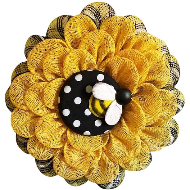 Girasol De Abeja, Adornos De Corona Colgantes Artificiales, Corona De Día De Abeja Para Puerta Delantera, Decoración Para Fiesta De Boda Eigraketly HA042635-03