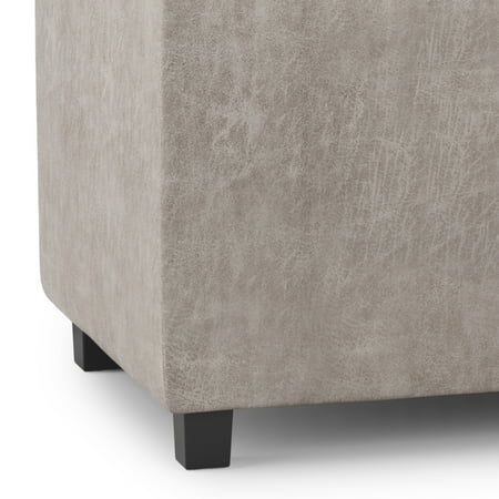 Simpli Home - Avalon Storage Ottoman - Distressed Grey Taupe