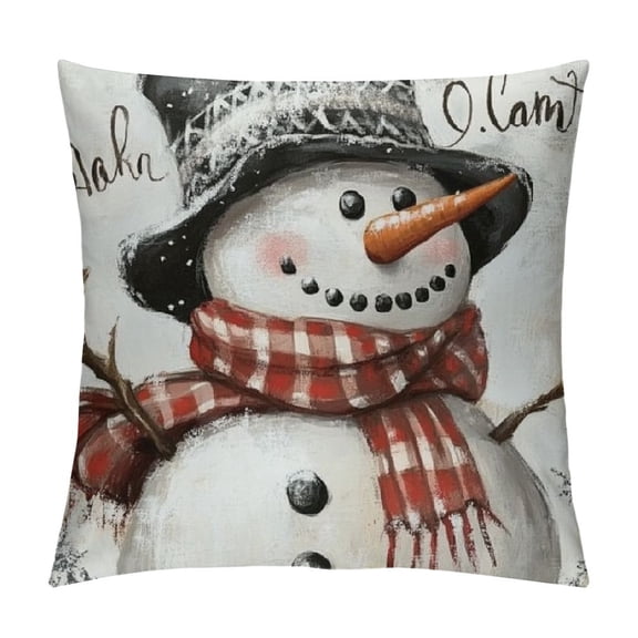 BCIIG   Christmas Pillow Cover   Snowman Snowflake Let It Snow Decoration Holiday Farmhouse Winter Pillow Case Decor for Home Sofa Couch   12x12in