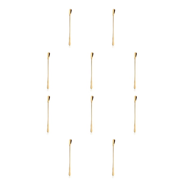 Inteprter Cuchara mezcladora de acero inoxidable con mango largo, cucharilla colorida para el hogar, cucharas para revolver, restaurante, tienda de té de oro Escribe un 10piezas Inteprter CBP164720