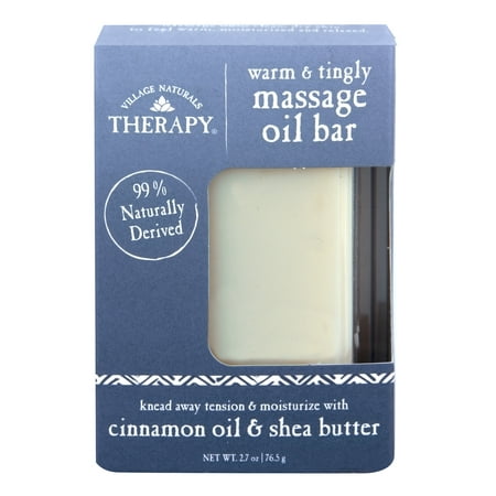 Village Naturals Therapy Cinnamon Oil & Shea Butter Massage Oil Bar, 2.7 Oz.