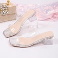 thumbnail image 6 of Qingpeng Womens Transparent Open Toe Sandals Chunky Heel One Line Toe Strap Summer Fashion Clear Shoes Club Party Daily Casual Footwear, 6 of 9