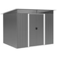 thumbnail image 1 of Outsunny 6' x 8.5' Garden Storage Shed with Skylight, Metal Outdoor Shed Tool House with Double Doors for Patio Yard, Grey, 1 of 9