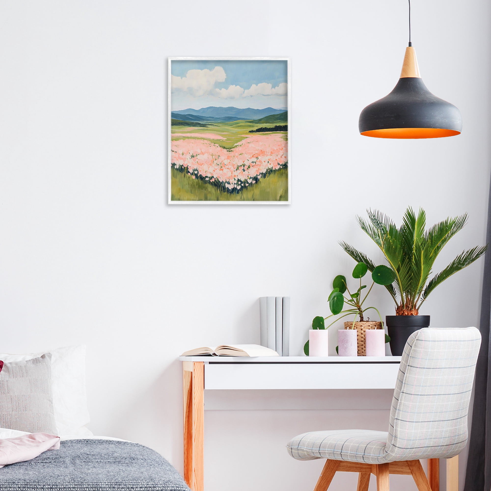 Stupell Industries Heart Shaped Flower Field White Framed Giclee Art, design by The Prints Vibe