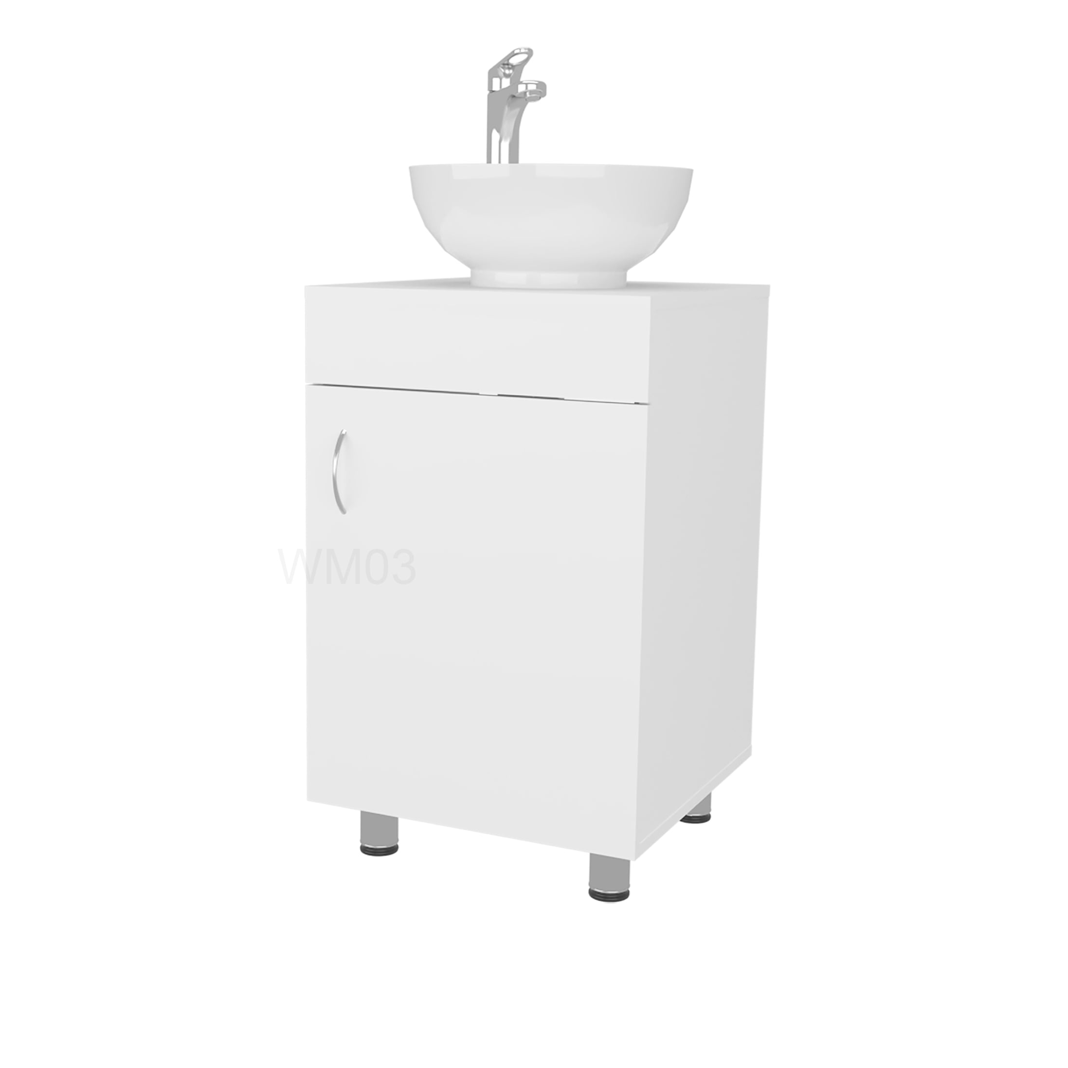 Small Bathroom Vanity with Sink, White Freestanding Storage Cabinet with Drawer