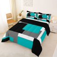thumbnail image 2 of Homewish Teal Minimalism Square Full Size Comforter Sets,Classic Abstract Geometric Bedding Comforter Set,Black Reversible,3pcs,1 Comforter and 2 Pillowcases, 2 of 7