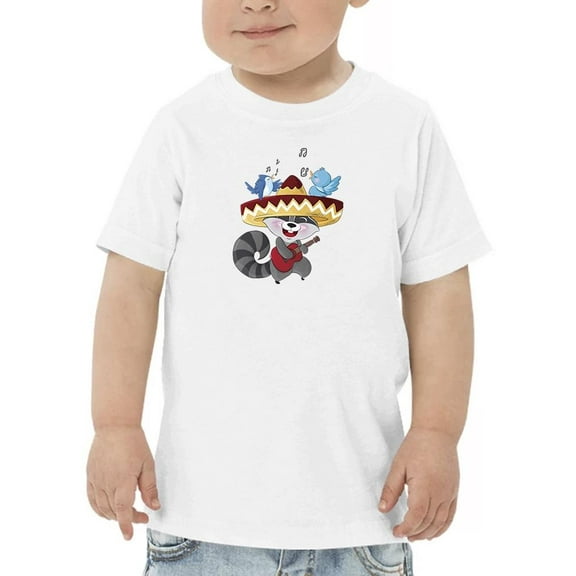 Racoon W Sombrero Singing Art T-Shirt Toddler -Image by Shutterstock, 2 Toddler