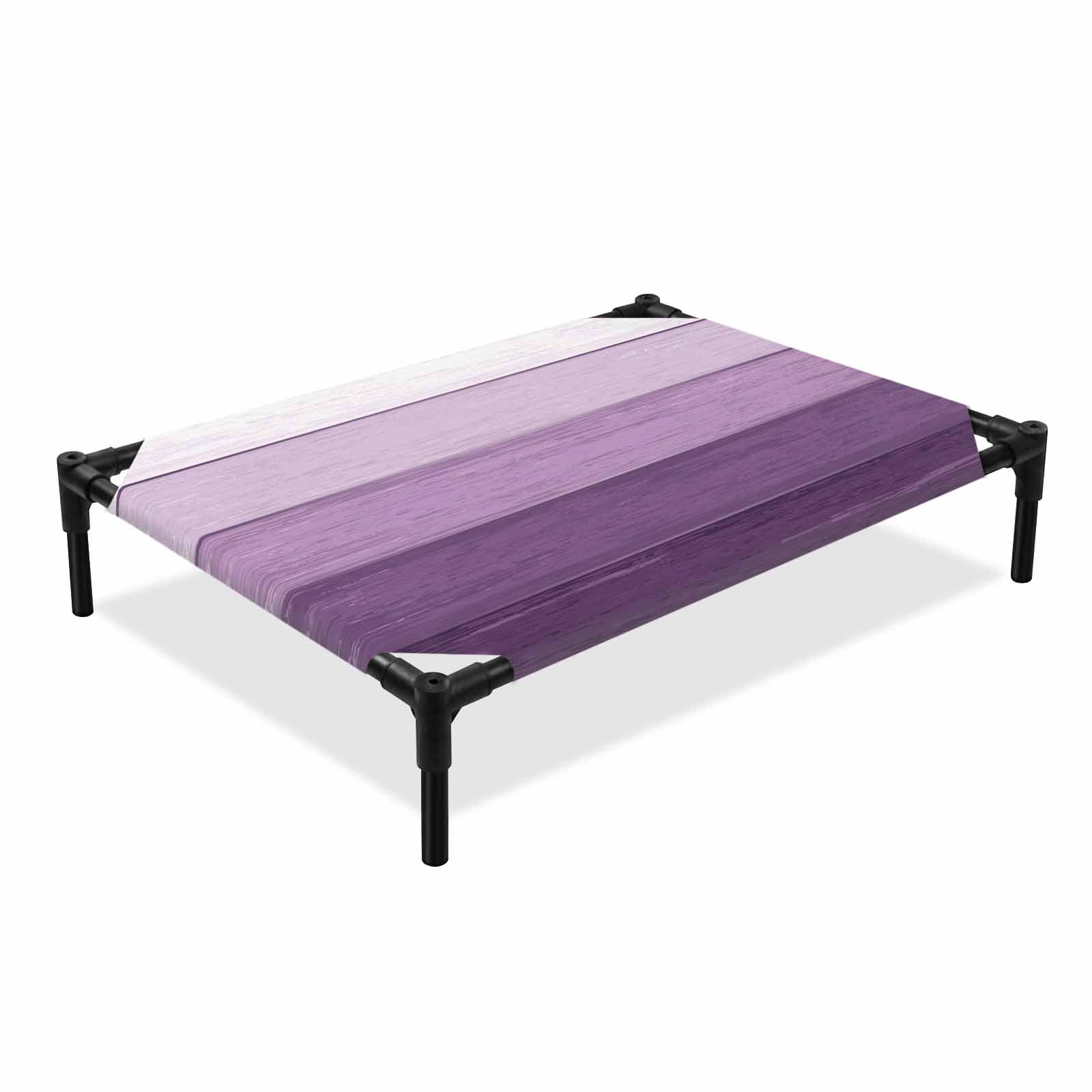 Rustic Stripes Elevated Dog Bed Purple Gradient Farmhouse Wood Grain Cooling Breathable Outdoor Raised Dog Cot Bed with Metal Frame Non-Slip Feet for Medium Dog 24x20in