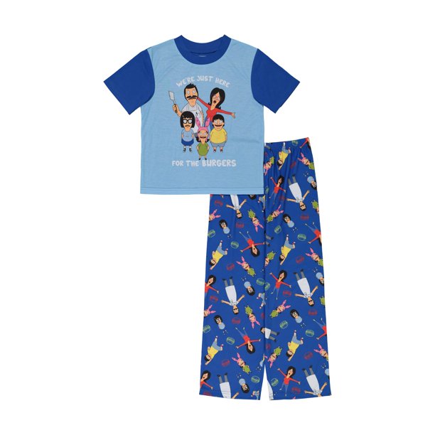 Bob's Burger Boys' 2Piece LooseFit Pajamas Set, Burger TIME, 6