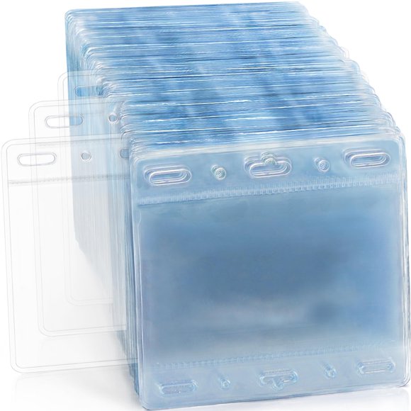 EcoEarth Protecteur de Carte Horizontal avec Bord Souple (Grand 4x3, Lot de 1000) Pochette en Plastique Transparent pour Porte-Badgets d'Identité, Manchons de Nom de Conférence, Sans Fermeture Éclair pour un Chargement Rapide et Facile des Inserts de Carte