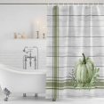 thumbnail image 3 of Sage Green Pumpkin Shower Curtain, Waterproof Shower Curtains for Bathroom, Thanksgiving Fall Leaf Retro Stripe Washable Fabric Bathtub Curtain Set Bath Decor with 12 Hooks Long 72"x84", 3 of 8
