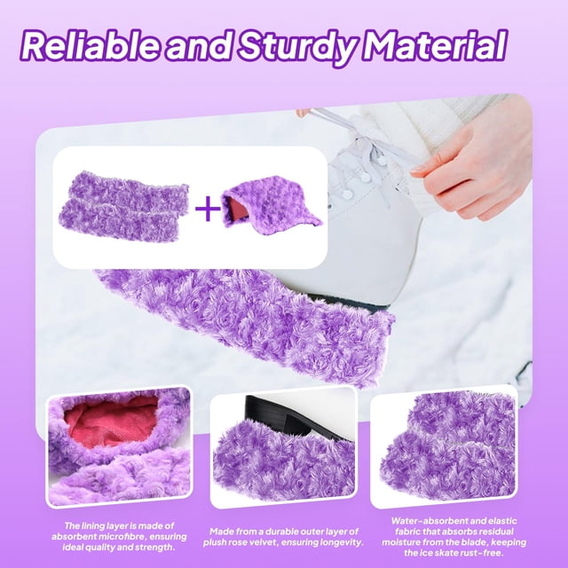 2 fundas protectoras para cuchillas de patines de hielo, fundas protectoras para cuchillas de hockey, protectores para patines artísticos deportivos. Púrpura
