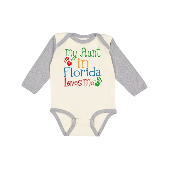 Inktastic My Aunt in Florida Loves Me Boys or Girls Long Sleeve Baby Bodysuit