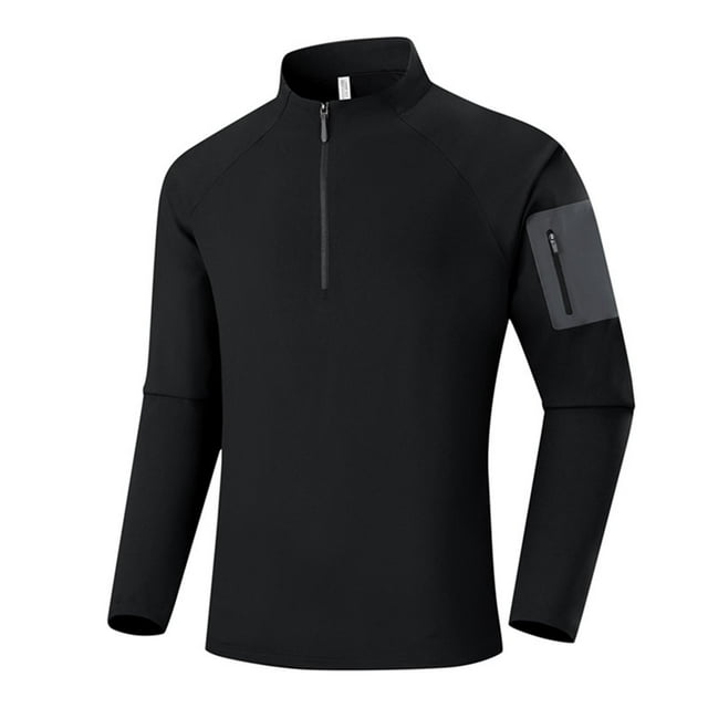 Manches pour Hommes Demi-Fermeture à Glissière Solide Course Entraînement Physique Exercice Extérieur