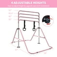 thumbnail image 2 of Multi-Functional Adjustable Height Gymnastic Horizontal Bar,Expandable Gymnastics Bars with Gymnastic Rings, Foldable Steel Structure Training Bar for All Teenagers,Pink, 2 of 7