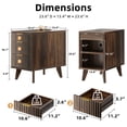 thumbnail image 2 of Biemlerfn 3 Drawer Side Table with Charging Station, Narrow End Table with Open Storage, Wooden Nightstand for Bedroom, Living Room, Brown, 2 of 9