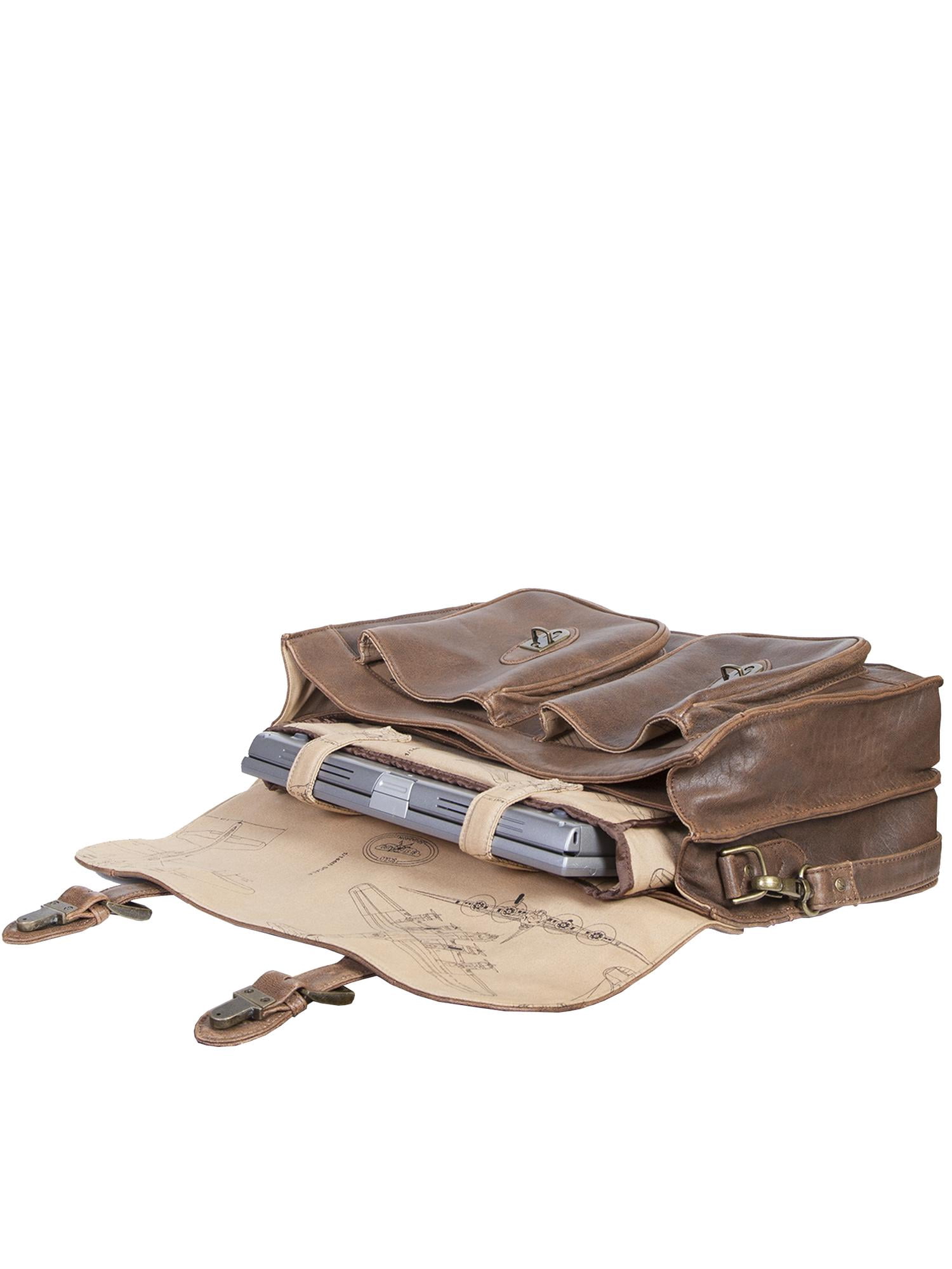 Scully  Leather Aerosquadron Front Flap Briefcase with Buckles (Men's)