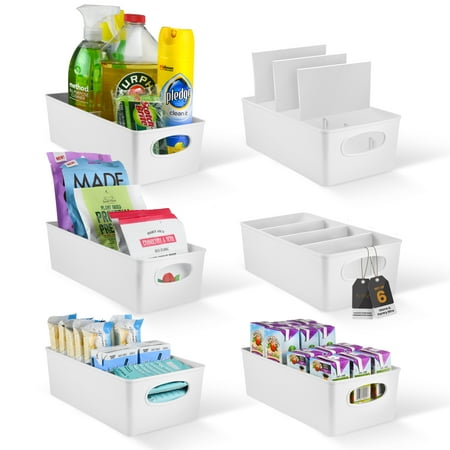 ELTOW Pantry Bins for Food Organization and Storage  White  Pack of 6