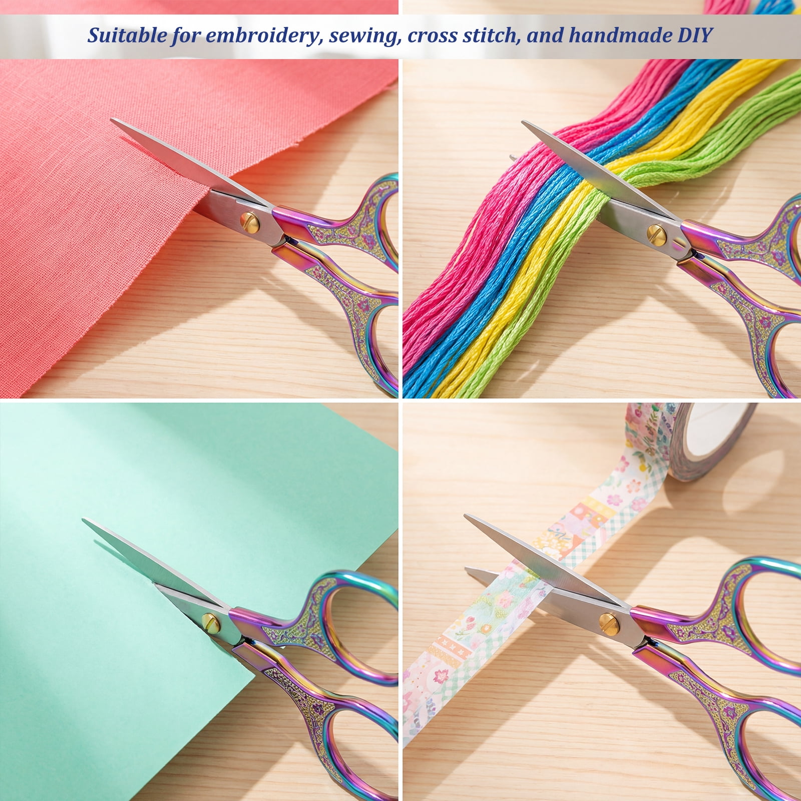 Threns Small Craft Scissors, 5" Sewing Scissors, 24Pack Sharp Scissors All Purpose, Straight Fine Tips Mini Sewing Scissors Set, Precision Detail Paper Cutting, Colorful
