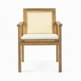 thumbnail image 3 of Christopher Knight Home Mid-century Modern Acacia Wood Patio Dining Chairs with Cushions, Wicker Backrest, Set of 2, 3 of 15