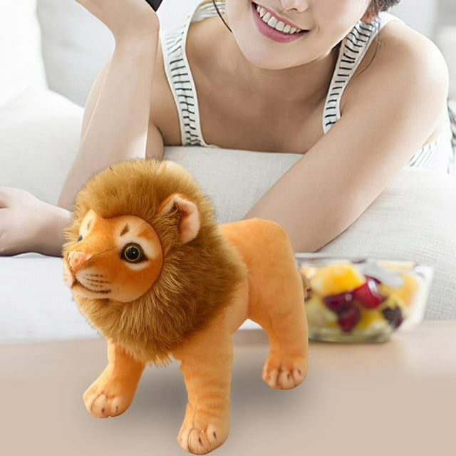 Lindo Animal Simulación Muñeca Decoración Juguetes para dormir para Dormitorio Sala de estar Hogar Almohada Coche Sofá Suave León Felpa Regalos De pie 28cm Baoblaze Muñeca linda