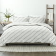 thumbnail image 6 of Noble Linens 3-Piece Light Gray Distressed Stripe ReversiblePrint Comforter Set, King/CalKing, 6 of 9