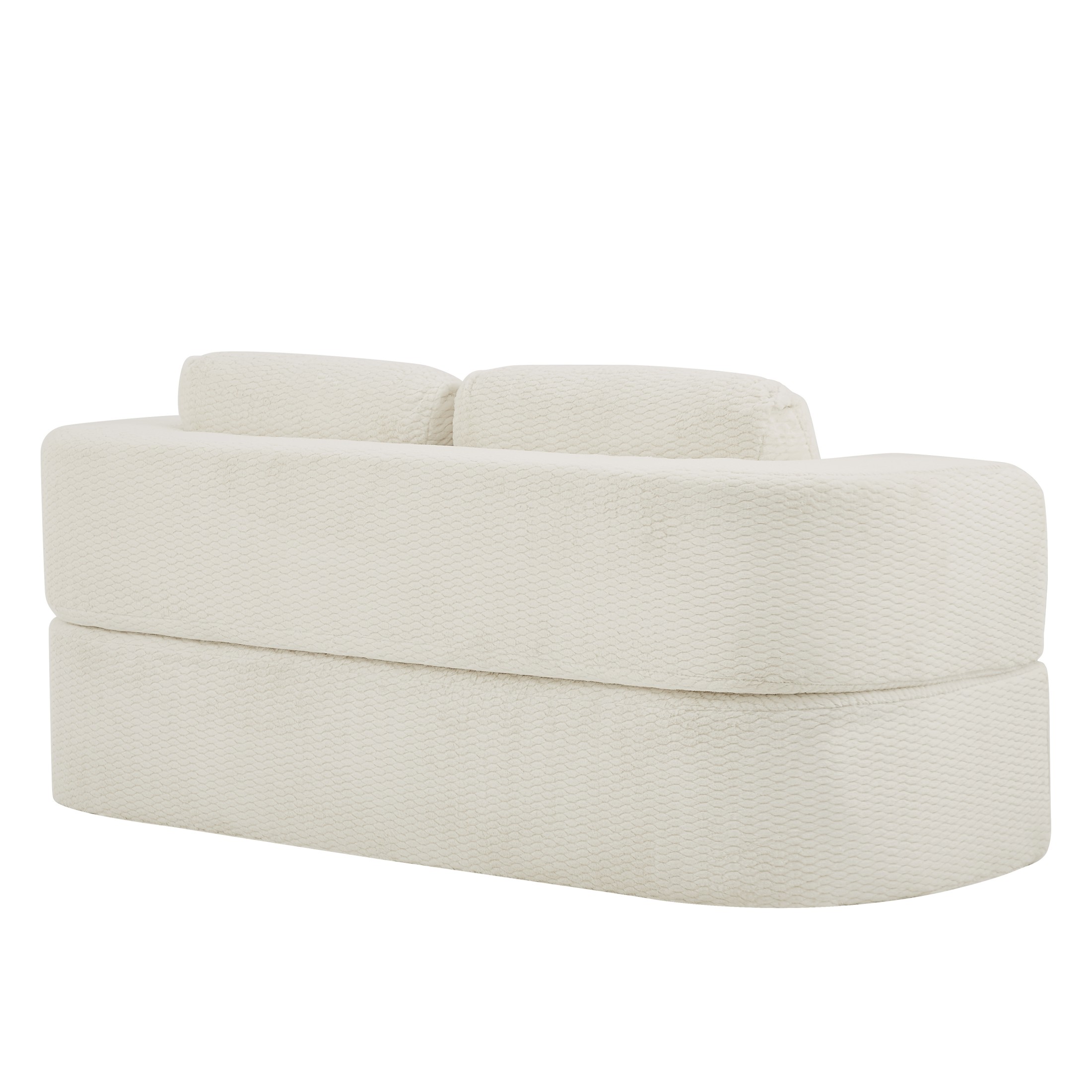 Aukfa 75-inch Convertible Loveseat Sofa Bed, Reversible Backrest, Faux Fur, No Assembl, White