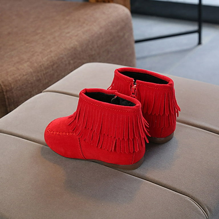 Toddler girl red fringe cheap boots