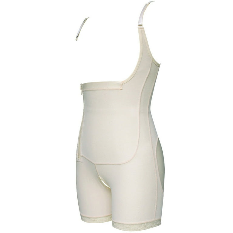 OVBMPZD Women's V-Neck Body Suit Zipper Lace Compression Shapewear Bodysuit  Plus Size Beige 3XL