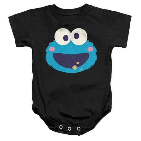 Sesame Street Cookie Monster Kawaii Face Unisex Infant Snap Suit for Baby, Black, Large