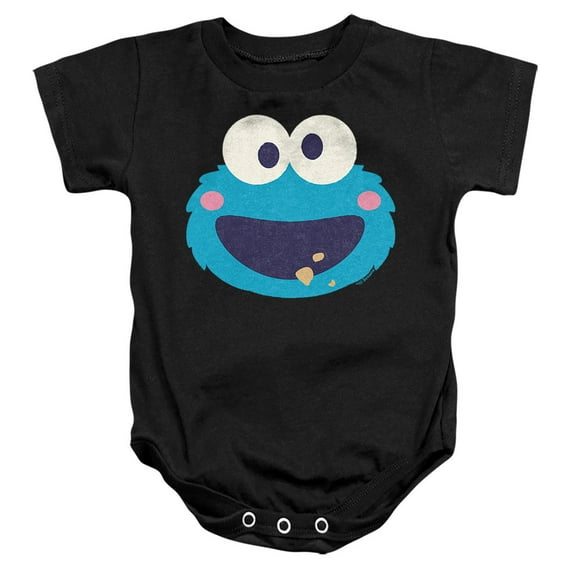 Sesame Street Cookie Monster Kawaii Face Unisex Infant Snap Suit for Baby, Black, Medium