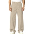 thumbnail image 2 of HOMADLES Mens Elastic Waist Work Pants Wide Leg Stretch Soft Athletic Pants Solid Color Side Pocket Casual Pants Khaki Size S, 2 of 10