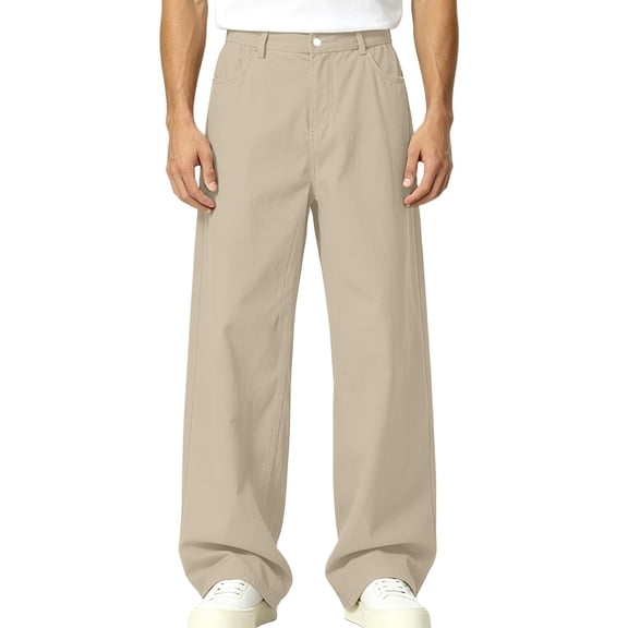 ShomPort Mens Casual Dress Pants Wide Leg Flat Front Relaxed Fitted Business Daily Work Trousers
