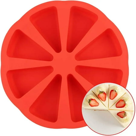 

NOGIS Scone Mold Pan 8 Triangle Cavity Round Silicone Cake Molds Mini Pie Pan For Cake Bread Slices Brownie Pizza Cornbread - 1 Pcs Red